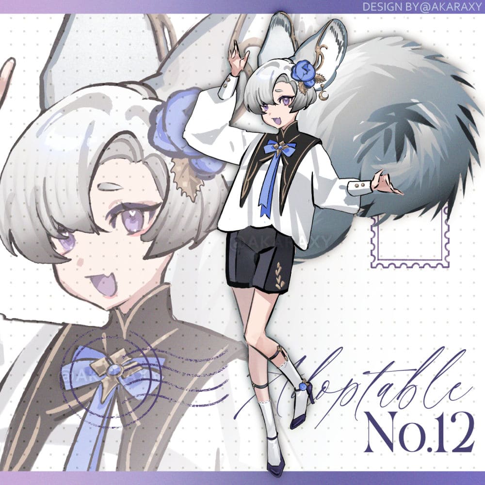 Adoptable Character Design illustration : Albino Squirrel